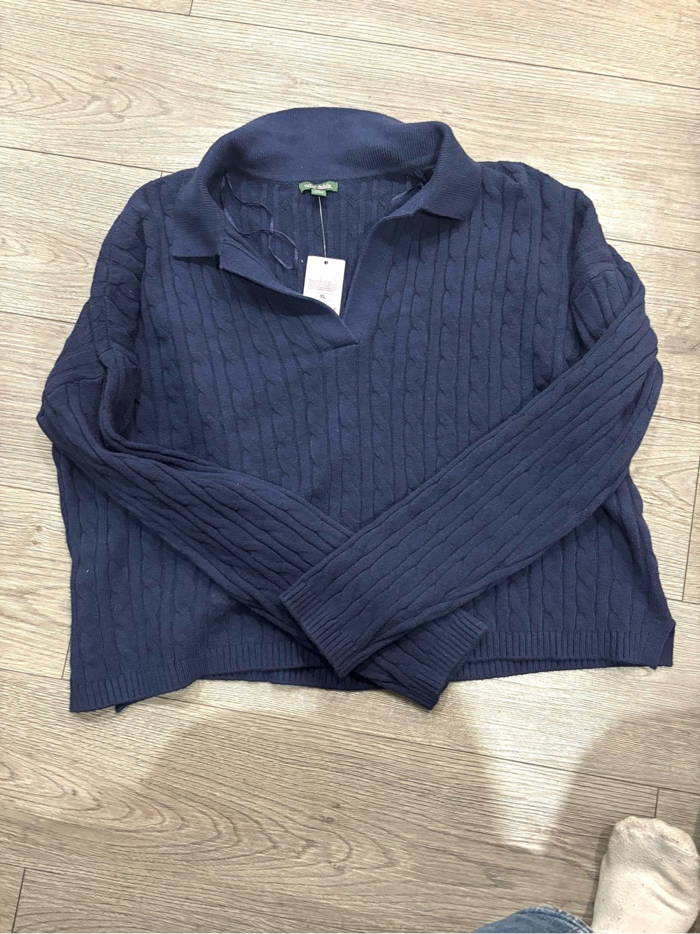 Target Navy Cable-Knit V-Neck Sweater